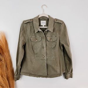 Torrid army green military button down jacket • Size 0X Large